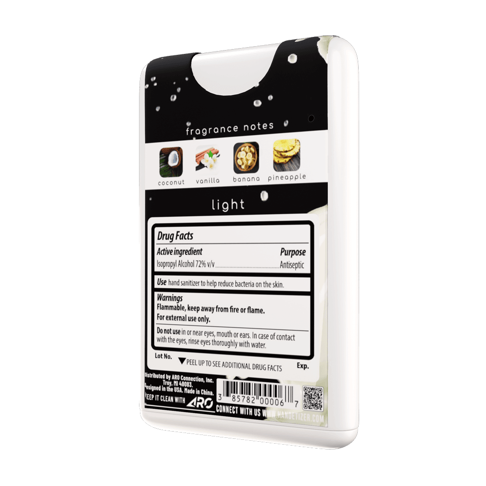 Rear 3/4ths facing view of the Coconana hand sanitizer spray