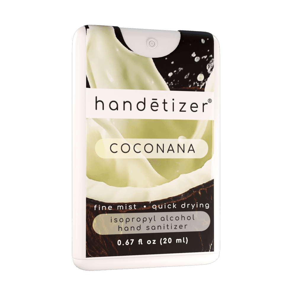 Front 3/4ths facing view of the Coconana hand sanitizer spray