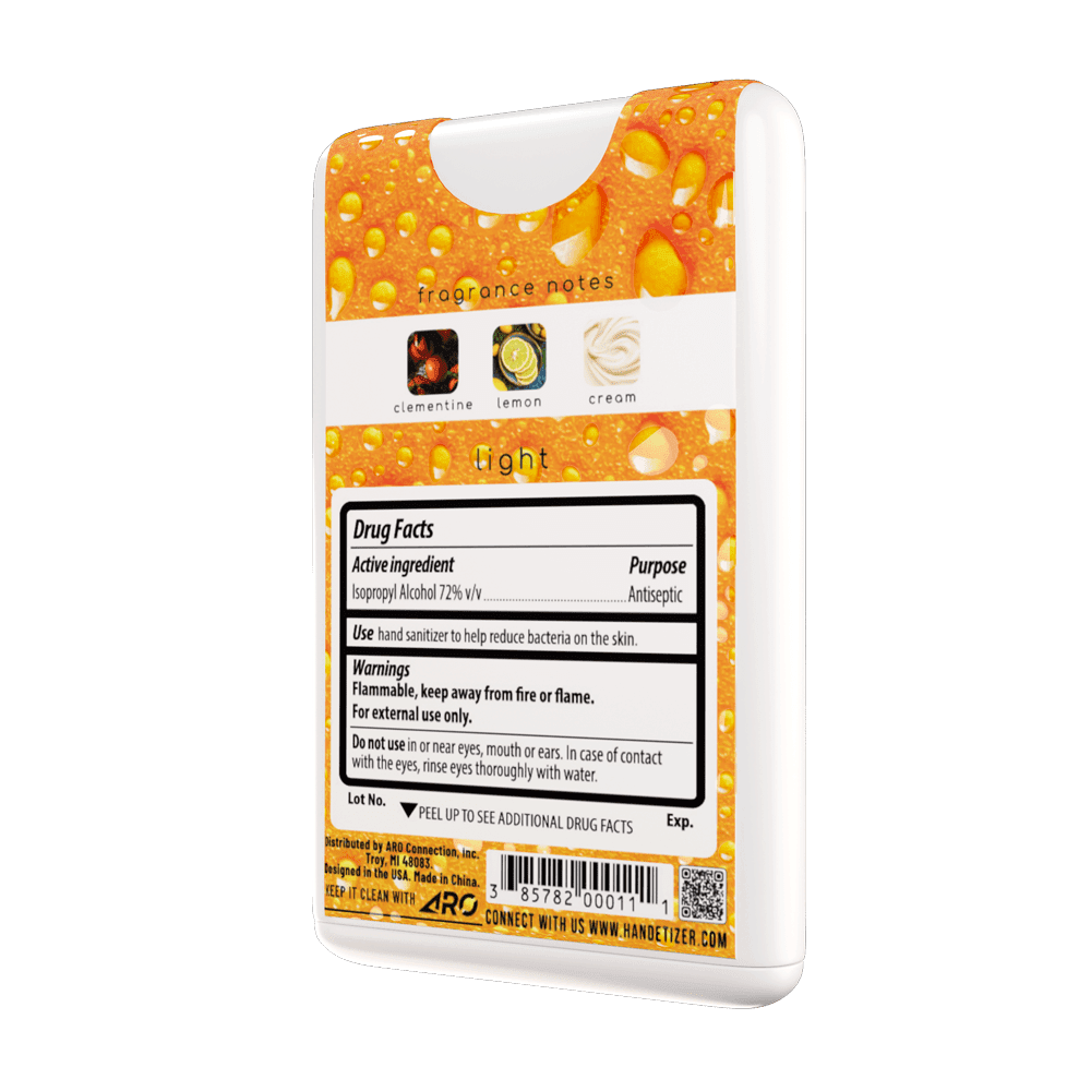 Rear 3/4ths facing view of the Zestē hand sanitizer spray