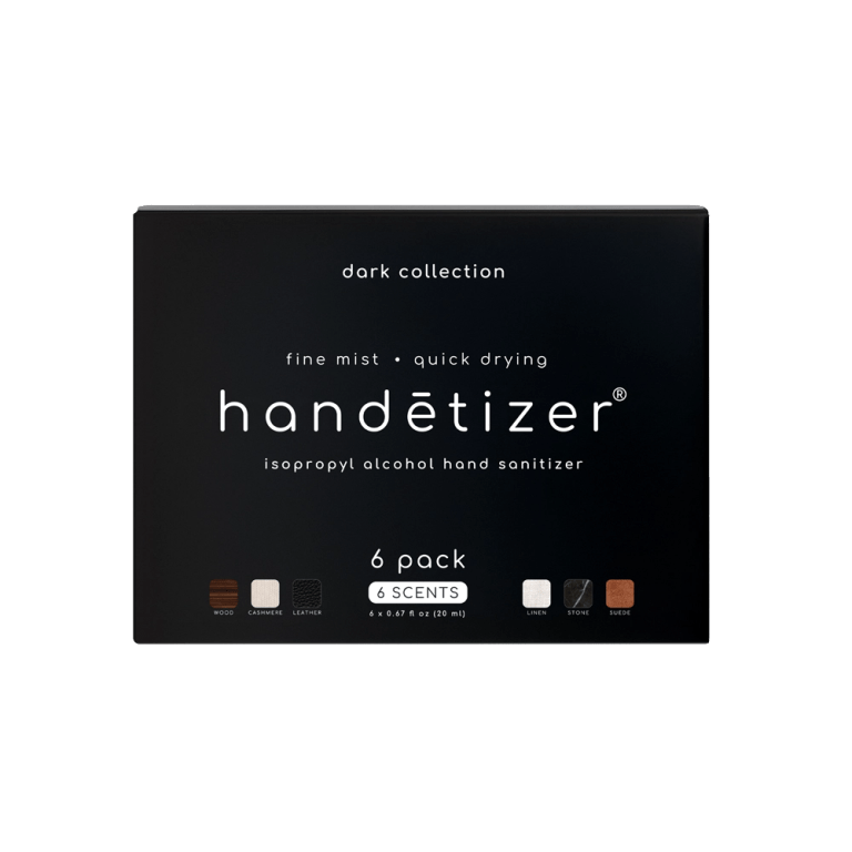Front facing view of the handētizer dark collection 6 pack