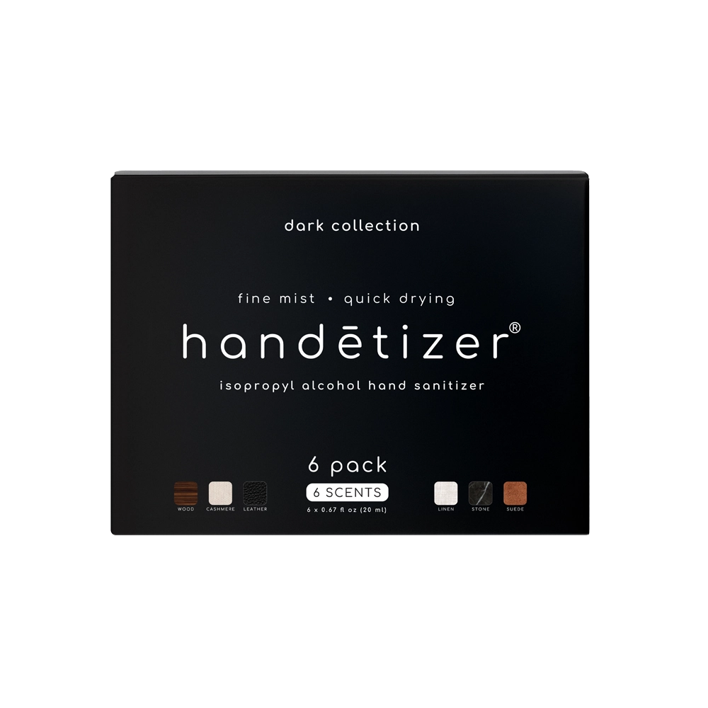 Front facing view of the handētizer dark collection 6 pack