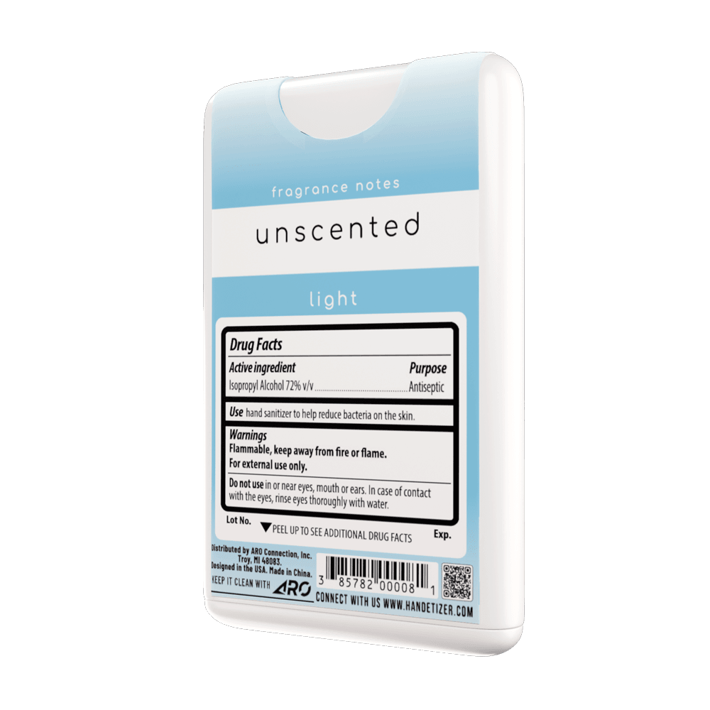 Rear 3/4ths facing view of the Free & Clear hand sanitizer spray