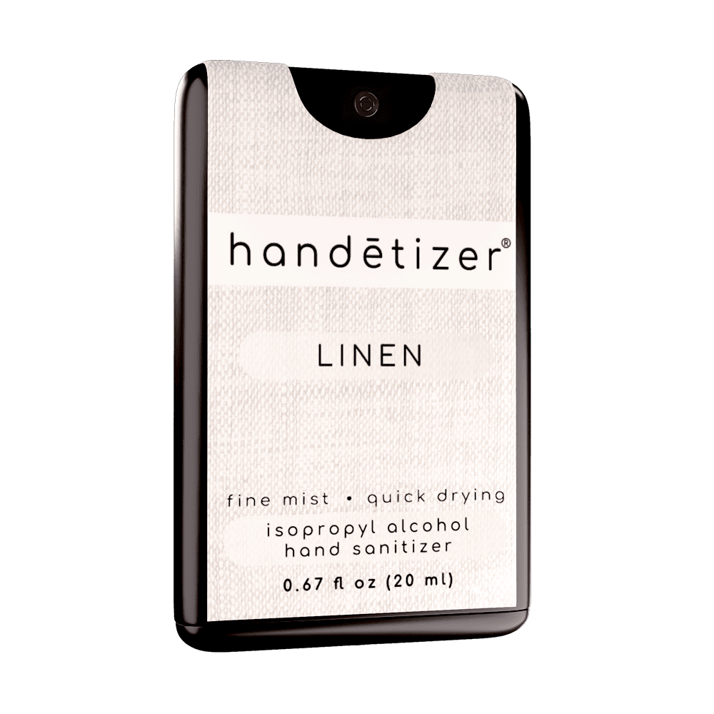 Front 3/4ths facing view of the Linen hand sanitizer spray