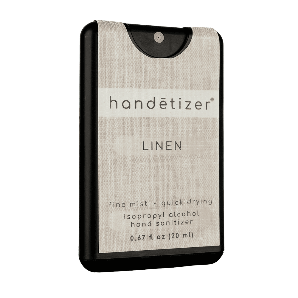 Front 3/4ths facing view of the Linen hand sanitizer spray