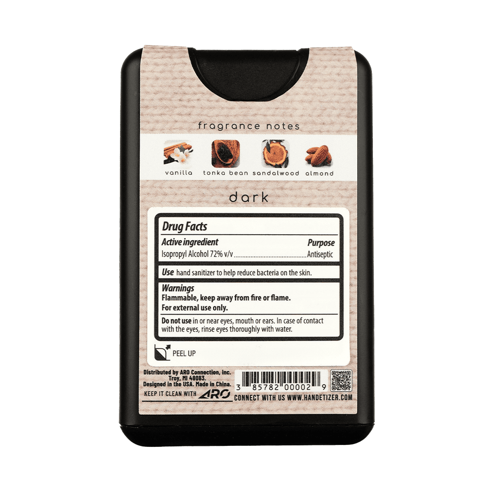 Back facing view of the Cashmere hand sanitizer spray