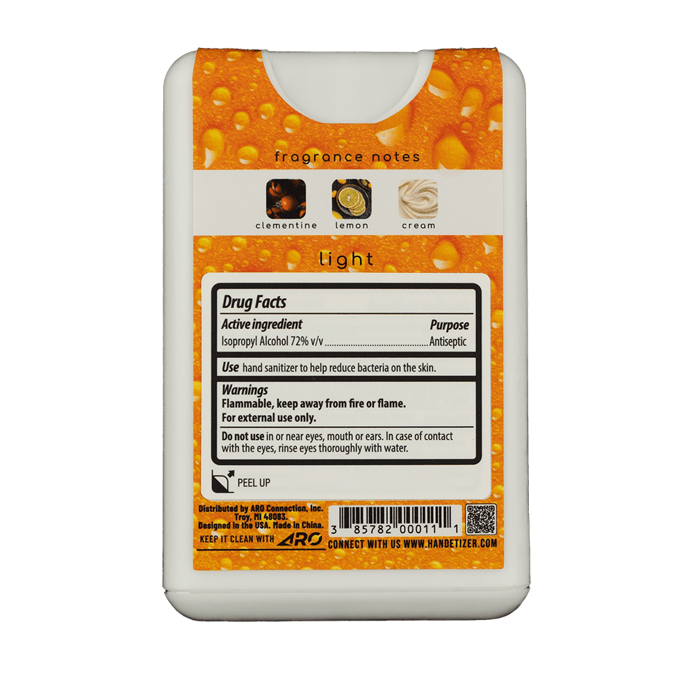 Back facing view of the Zestē hand sanitizer spray