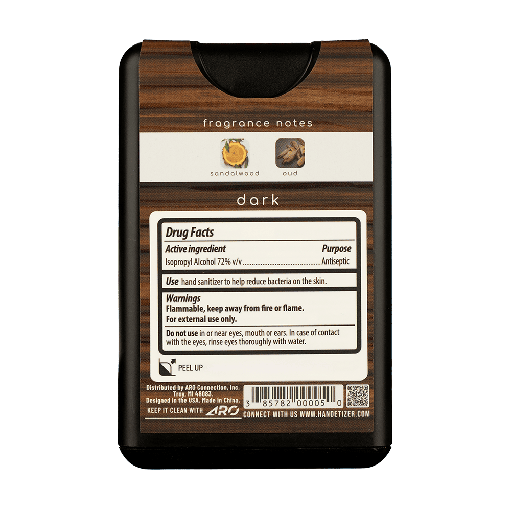 Back facing view of the Wood hand sanitizer spray